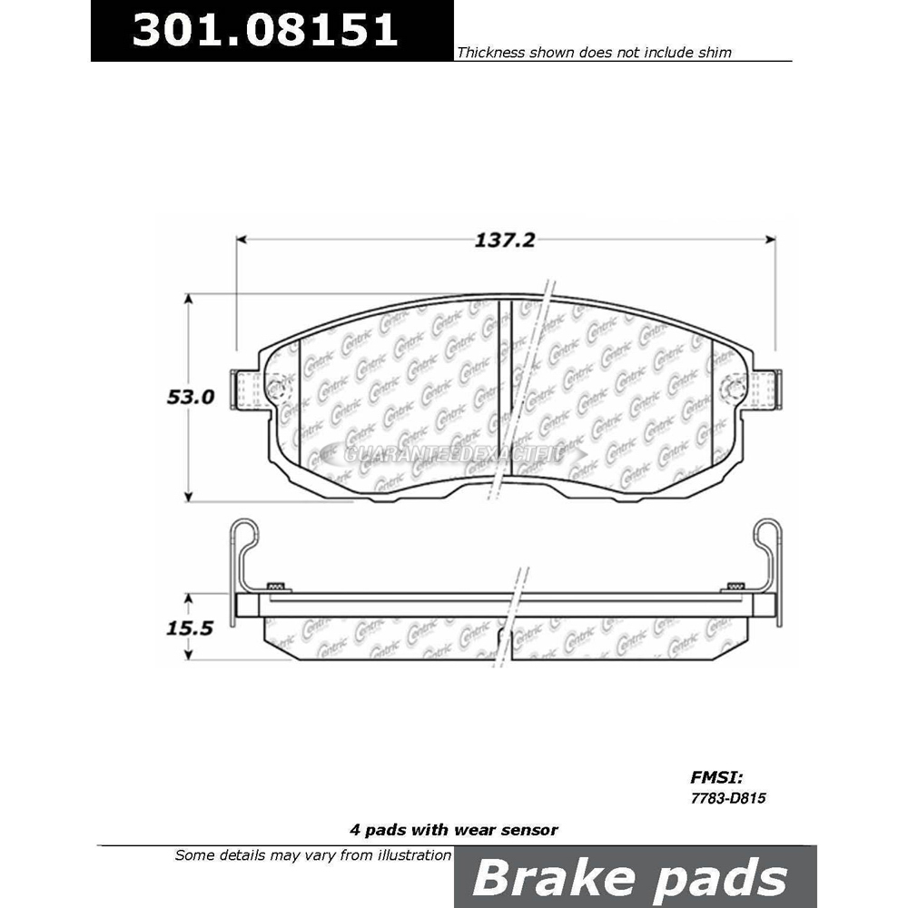 2013 Nissan Cube Brake Pad Set 