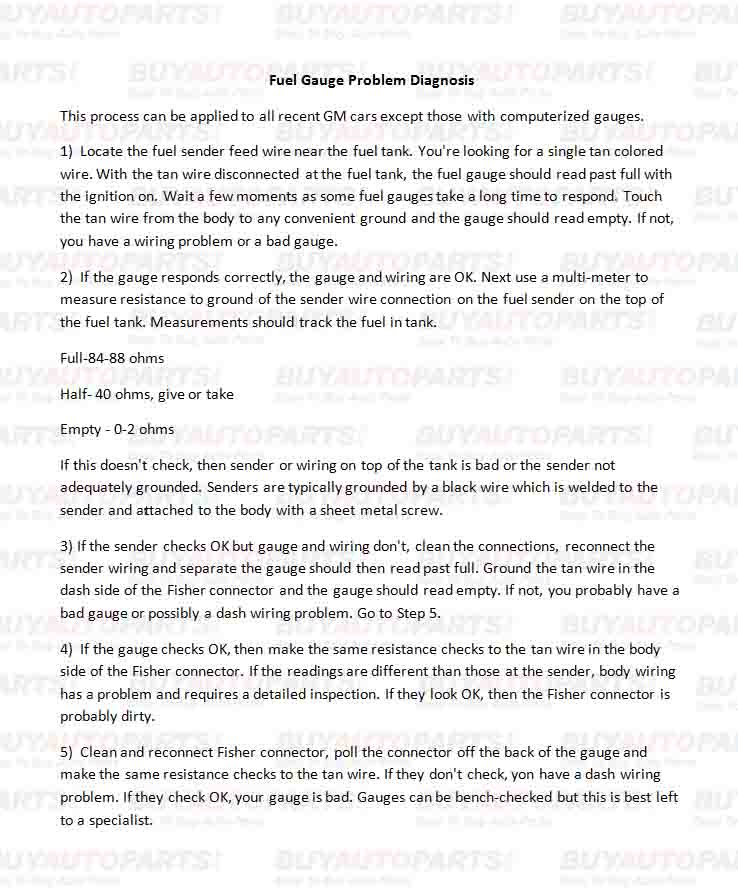 Fuel Gauge Issue Diagnosis