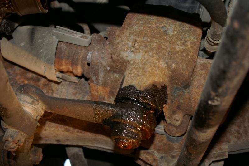 Example of a steering fluid leak