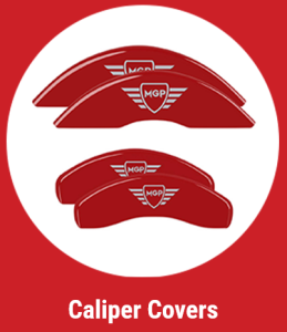 Red MGP caliper covers for cars, part of holiday gift guide