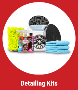 Chemical Guys detailing kits: car wash mitt, spray bottles, microfiber towels