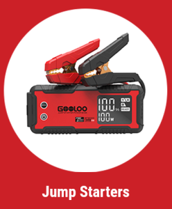 Gooloo jump starter with red and black jumper cables