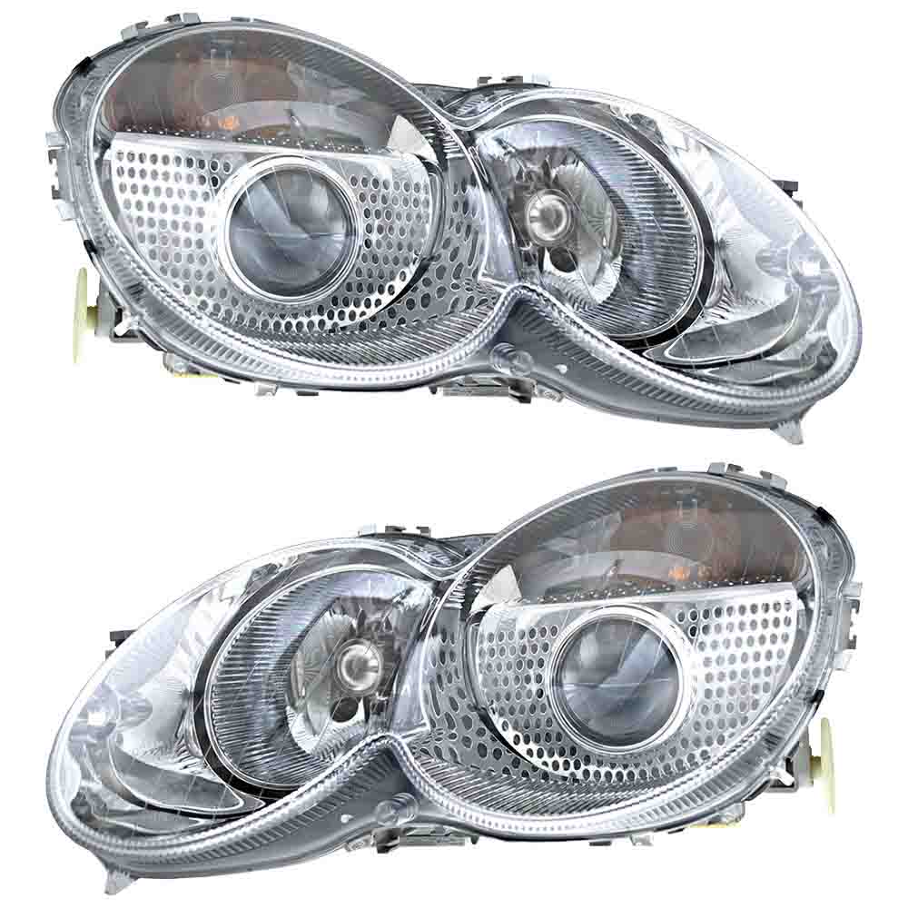 2004 Mercedes Benz SL55 AMG Headlight Assembly Pair 