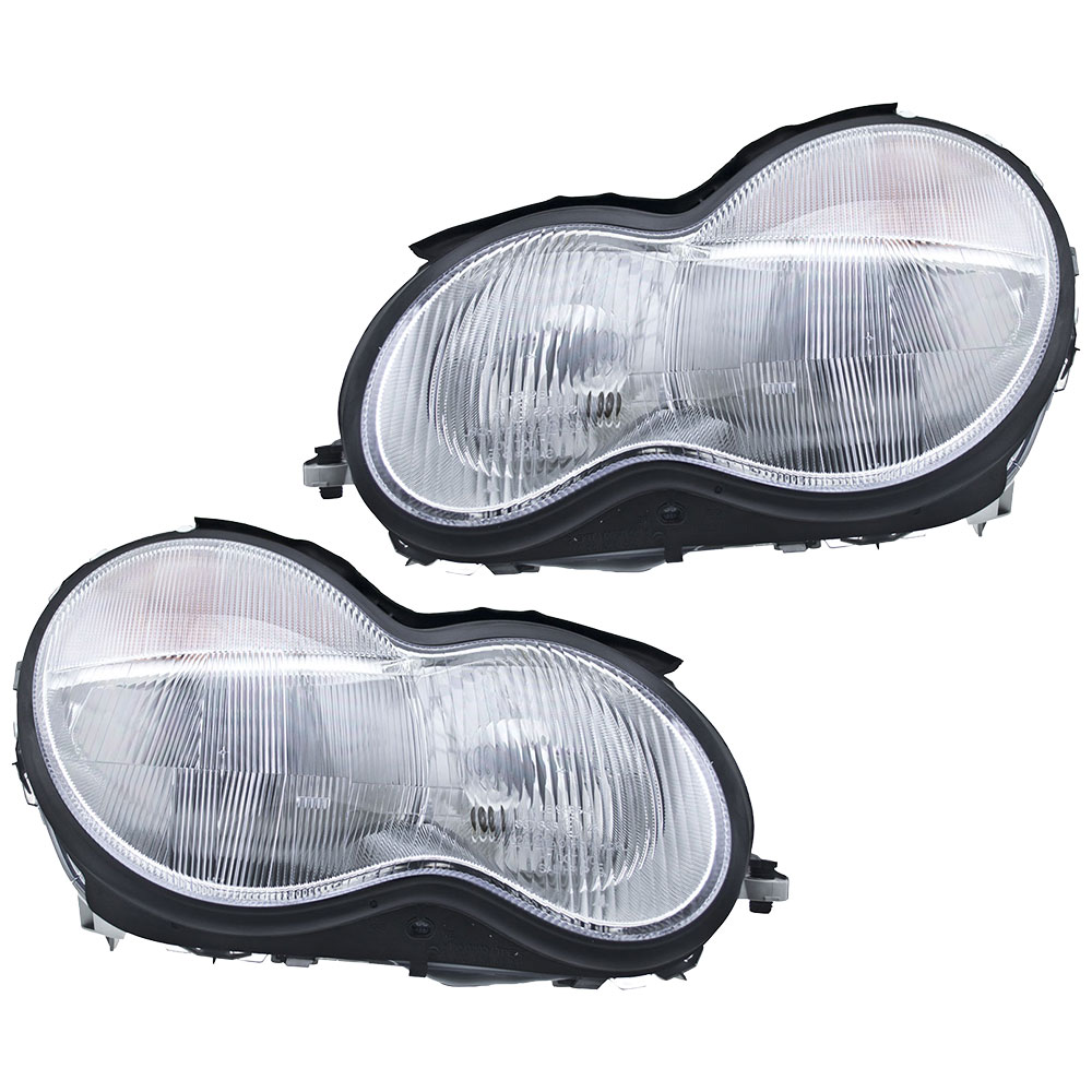 2002 Mercedes Benz C320 Headlight Assembly Pair