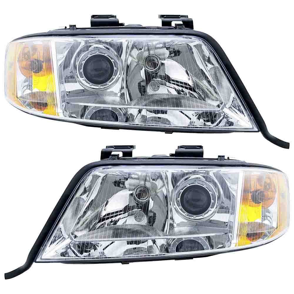 1998 Audi A6 Quattro Headlight Assembly Pair