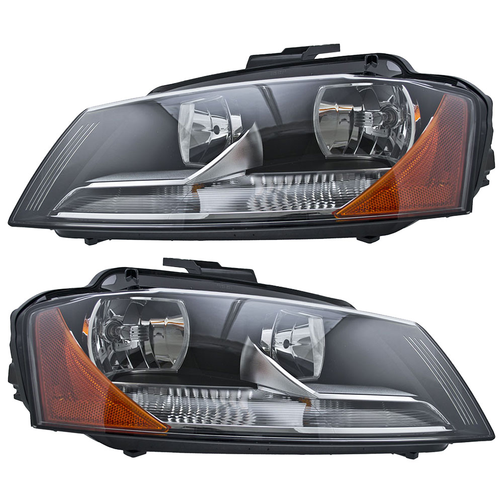 2012 Audi A3 Headlight Assembly Pair Headlight Assembly Pair Halogen