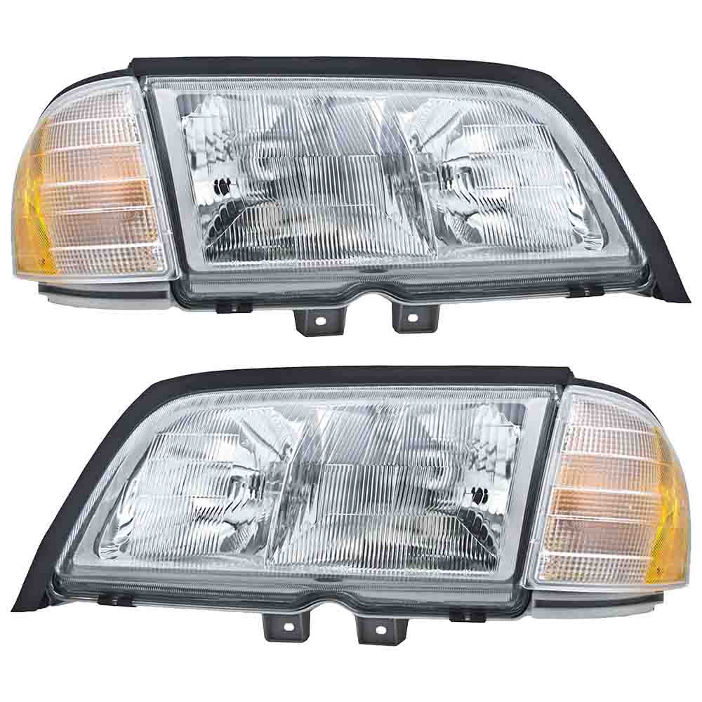 2000 Mercedes Benz C280 Headlight Assembly Pair