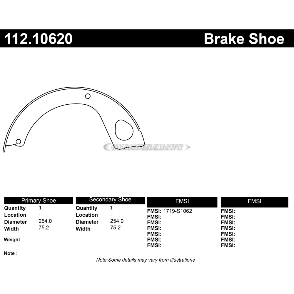 Centric Parts 112.10620 Parking Brake Shoe