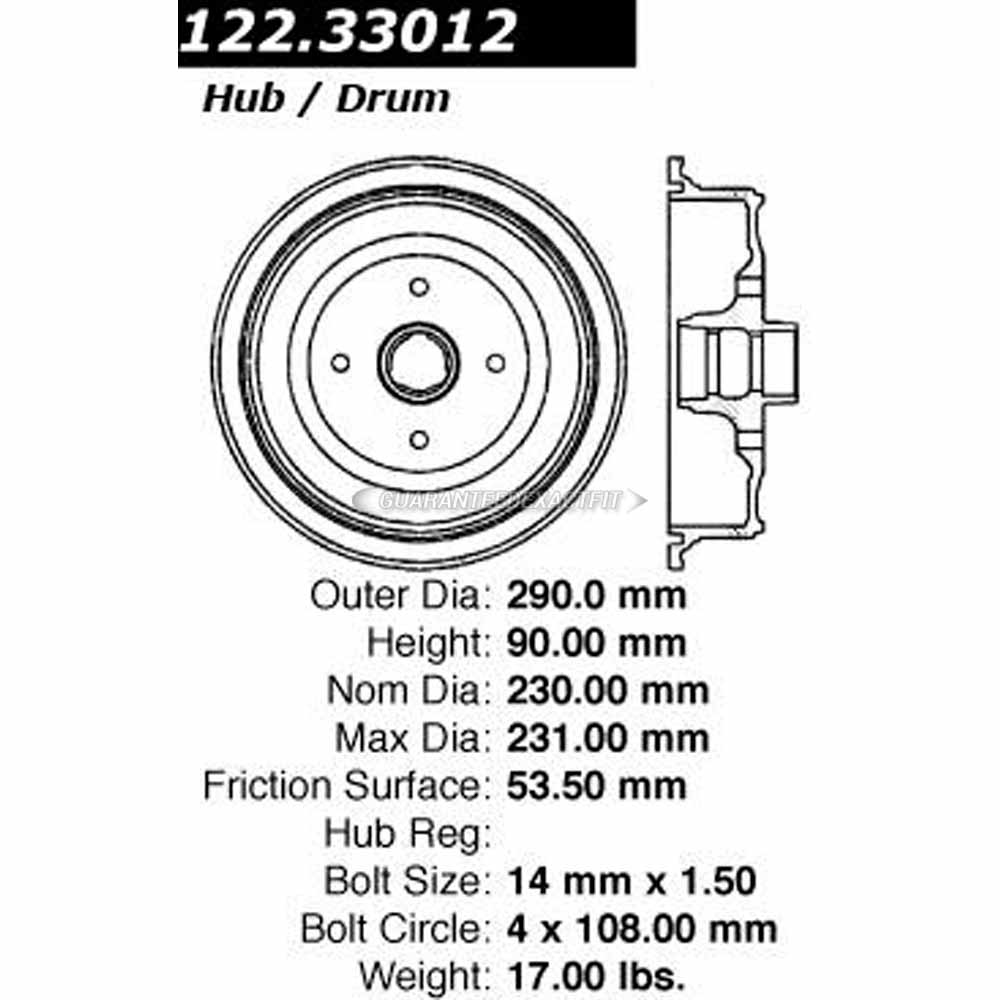 Volkswagen fastback brake drum