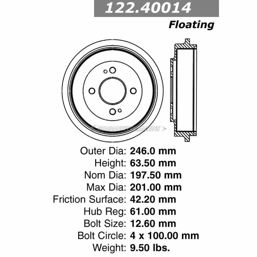 2014 Honda Insight Brake Drum
