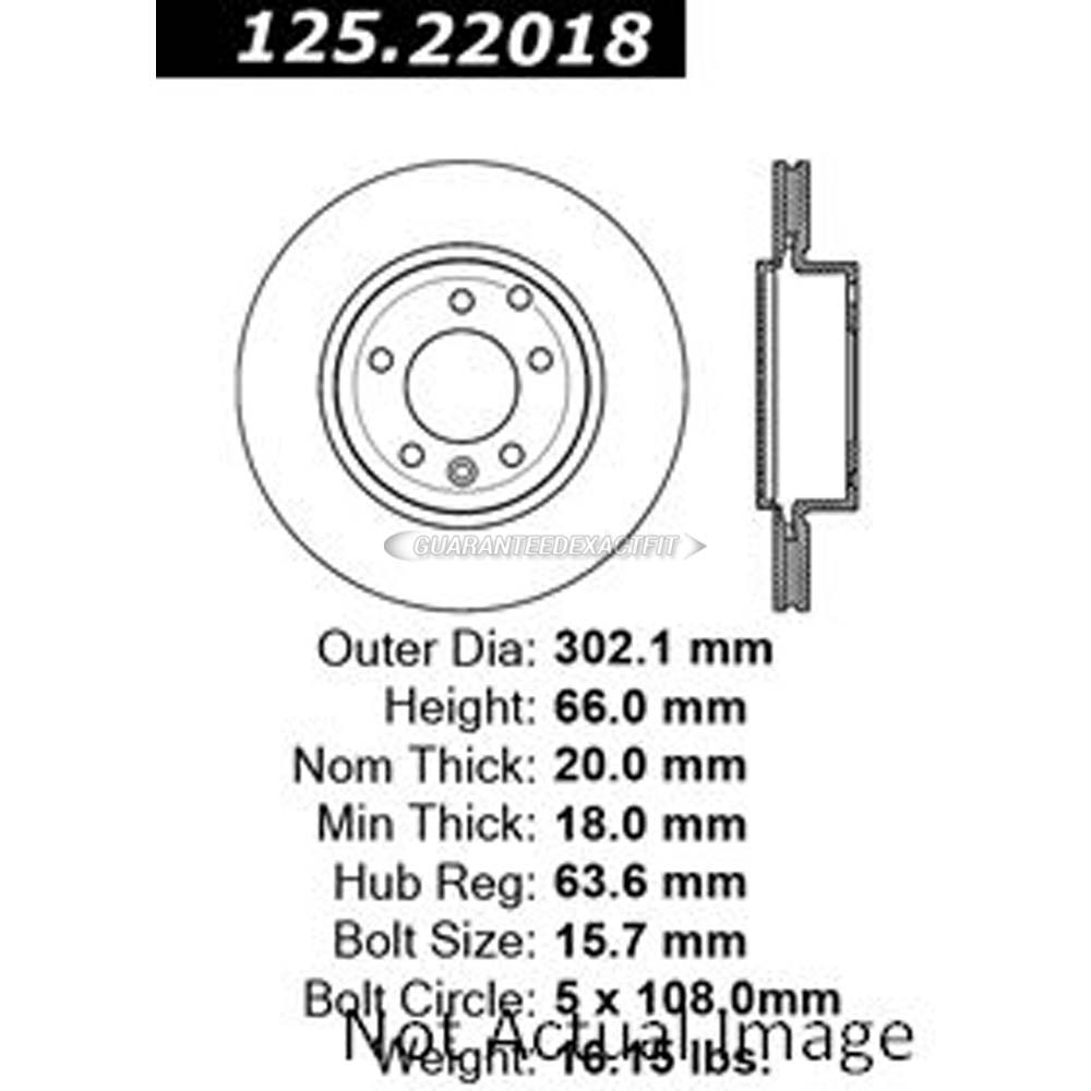 Centric Rear Brake Rotor Disc For Land Rover LR2 2008 2009 2010 2011 2012