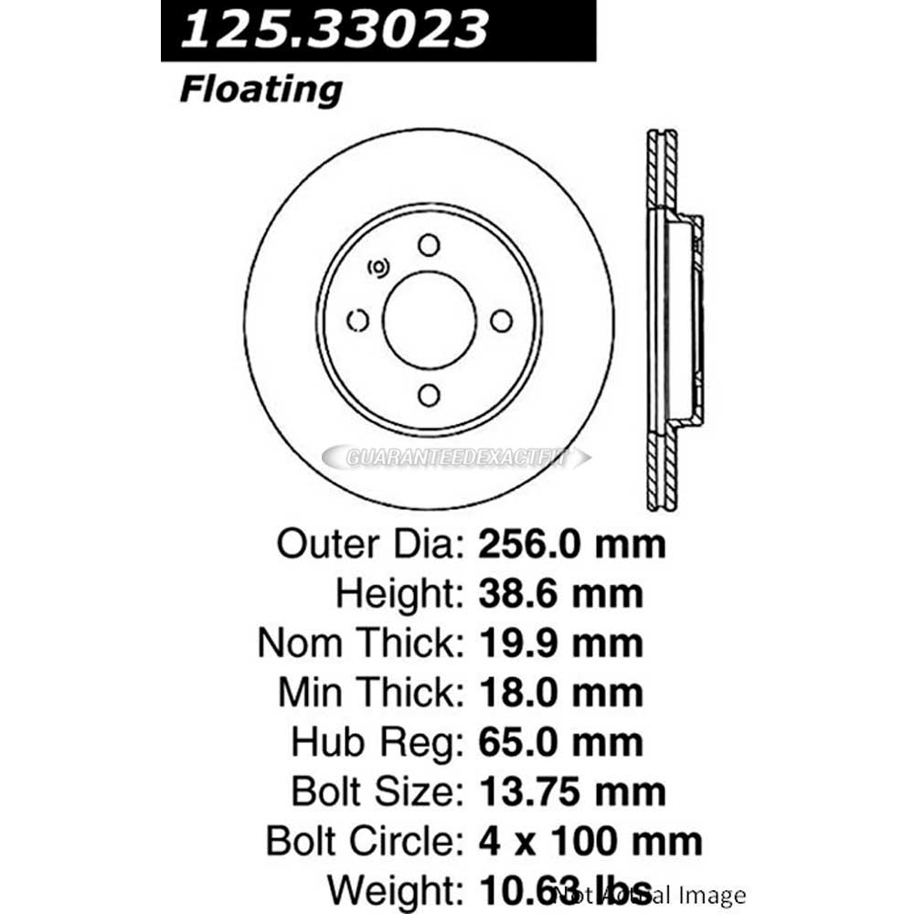 Centric Front Brake Rotor Disc For VW Quantum Scirocco Passat Golf Cabrio