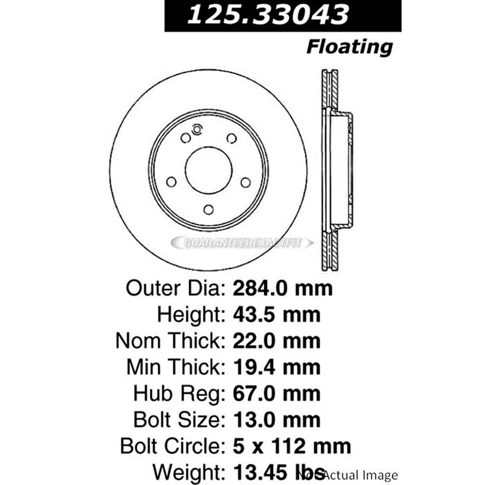 Centric Front Brake Rotor Disc For Mercedes C220 C230 C280