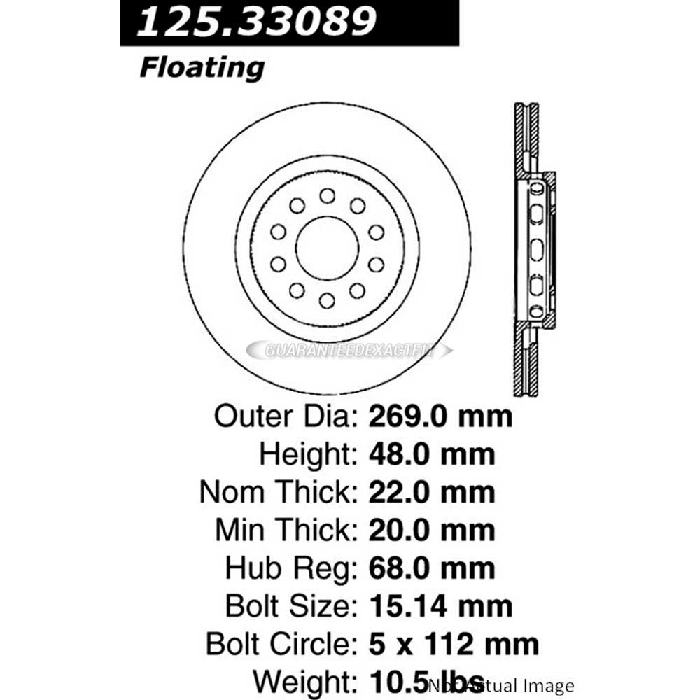 For Audi Allroad Quattro 2004 2005 Centric Rear Brake Rotor Disc
