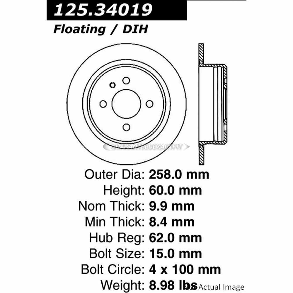 Centric Rear Brake Rotor Disc For BMW 325iX 325e 318is