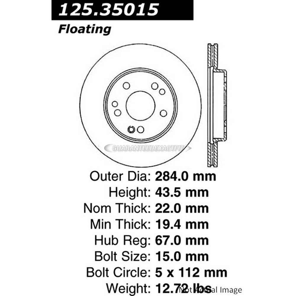 For Mercedes 190E 300E 300CE 300D 560SL E300 Centric Front Brake Rotor Disc GAP