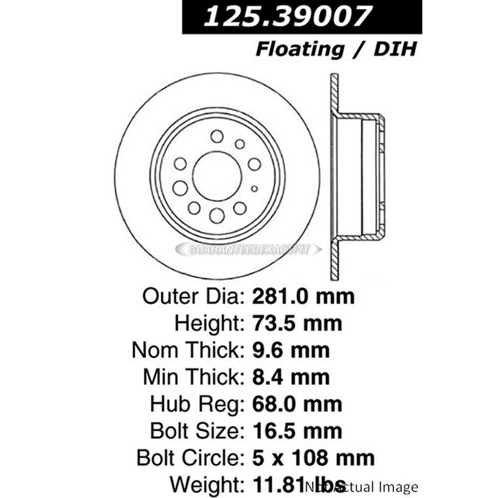 Centric Rear Brake Rotor Disc For Volvo 164 262 245 960 940 740 760