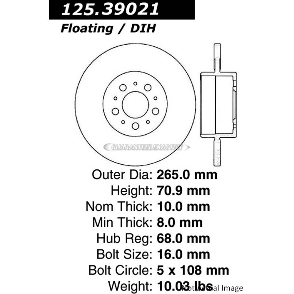 Centric Rear Brake Rotor Disc For Volvo 940 960