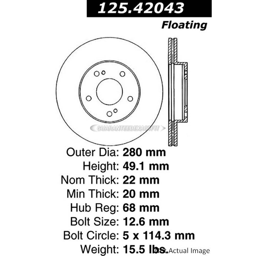 Centric Front Brake Rotor Disc For Nissan Maxima & Infiniti I30