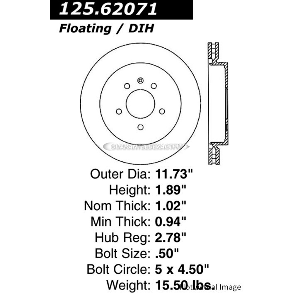 Centric Rear Brake Rotor Disc For Cadillac CTS STS