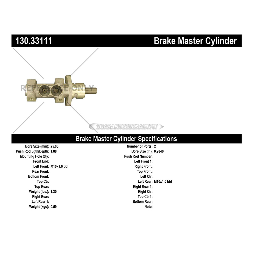 Brake Master Cylinder-Premium Master Cylinder Preferred Centric 130.33111 Brake Master Cylinder-Premium Master Cylinder Preferred Centric 130.33111