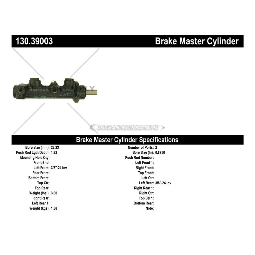 Brake Master Cylinder-Premium Master Cylinder Preferred Centric 130.39003 
