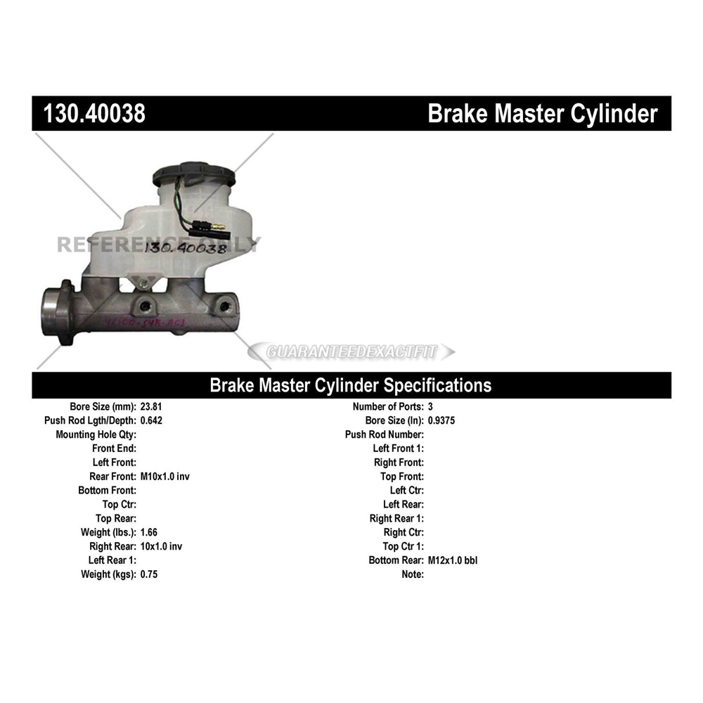 2000 Honda Accord Brake Master Cylinder