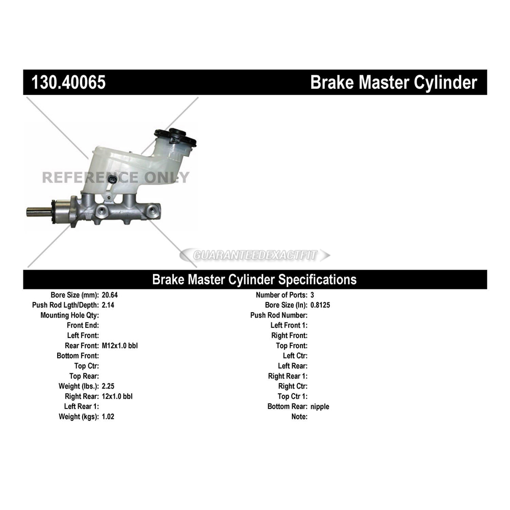 2007 Acura TSX Brake Master Cylinder