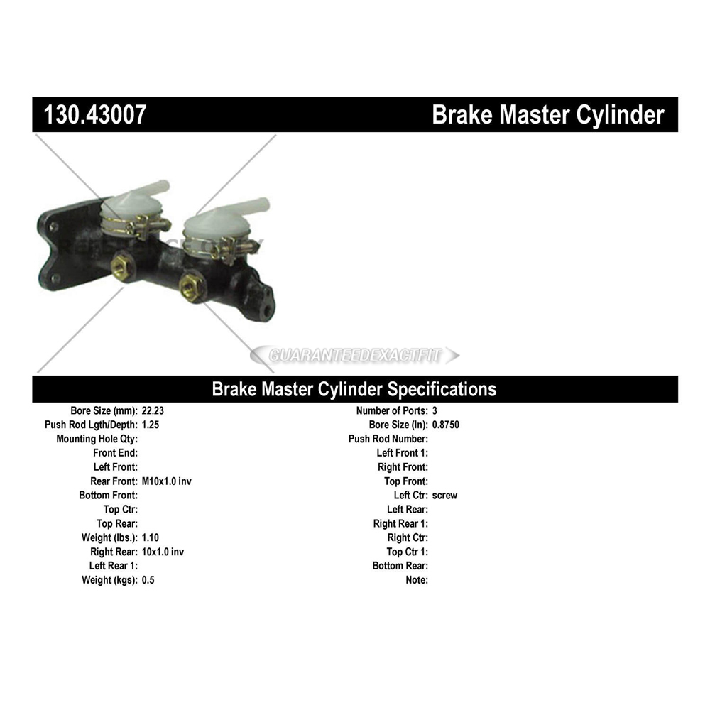 1982 Isuzu I-Mark Brake Master Cylinder