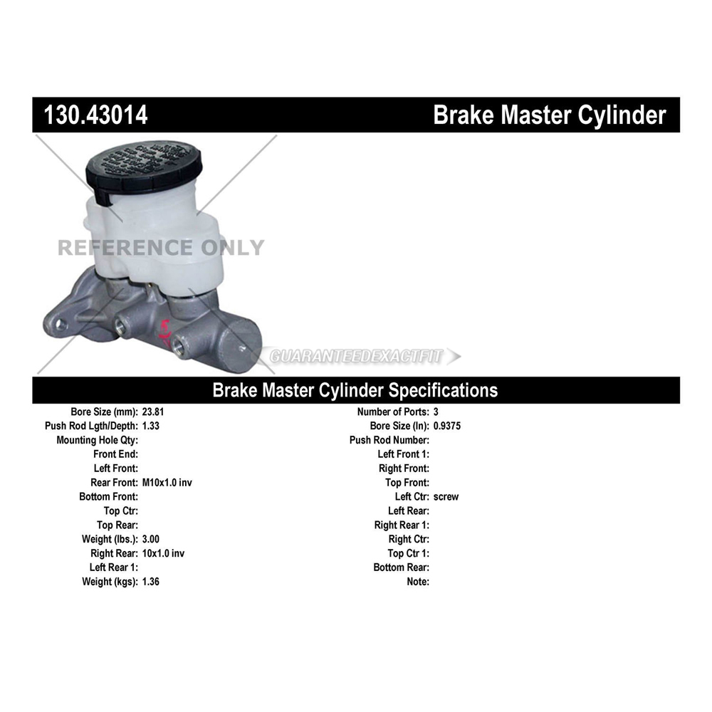 1987 Isuzu Trooper Brake Master Cylinder