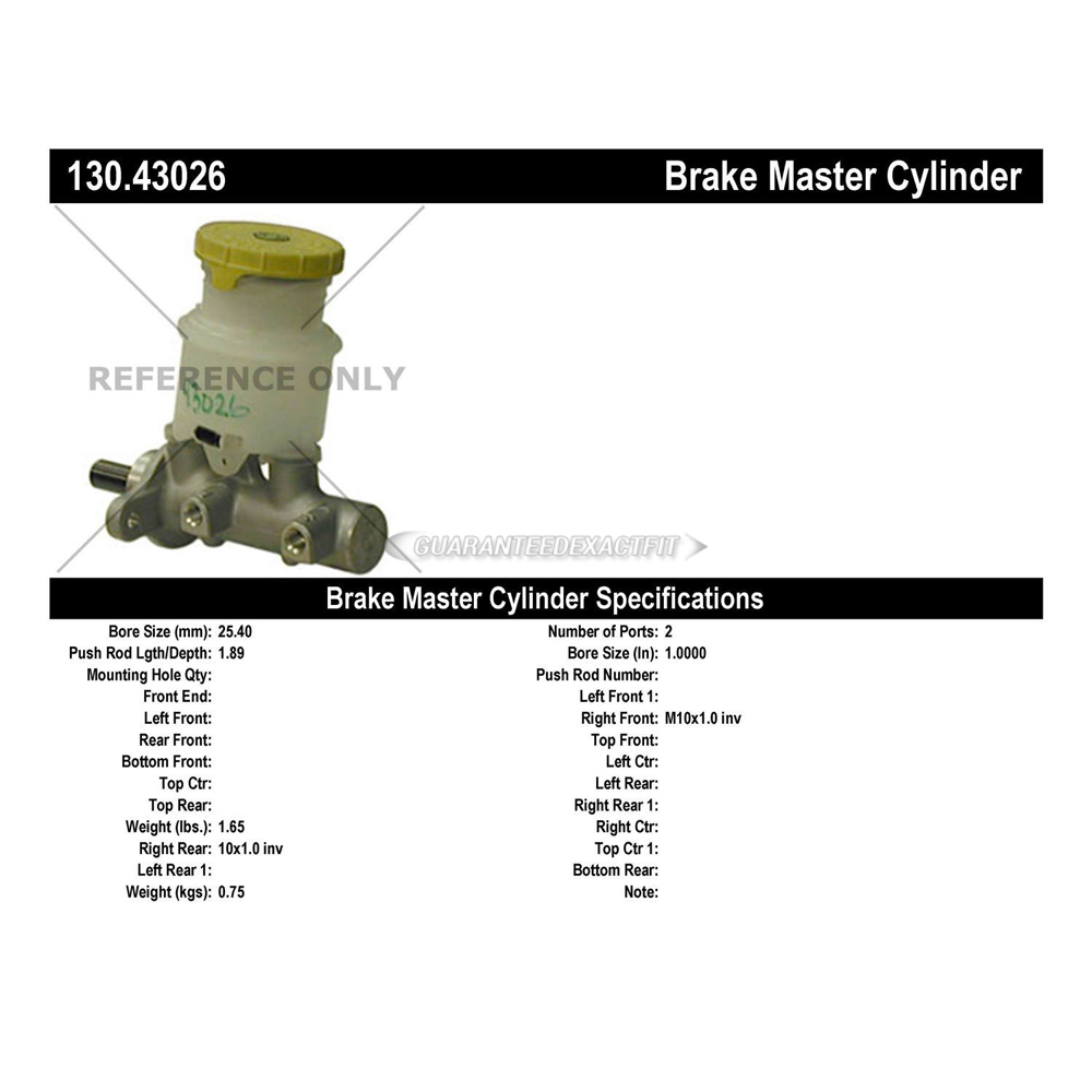 2003 Isuzu Rodeo Brake Master Cylinder