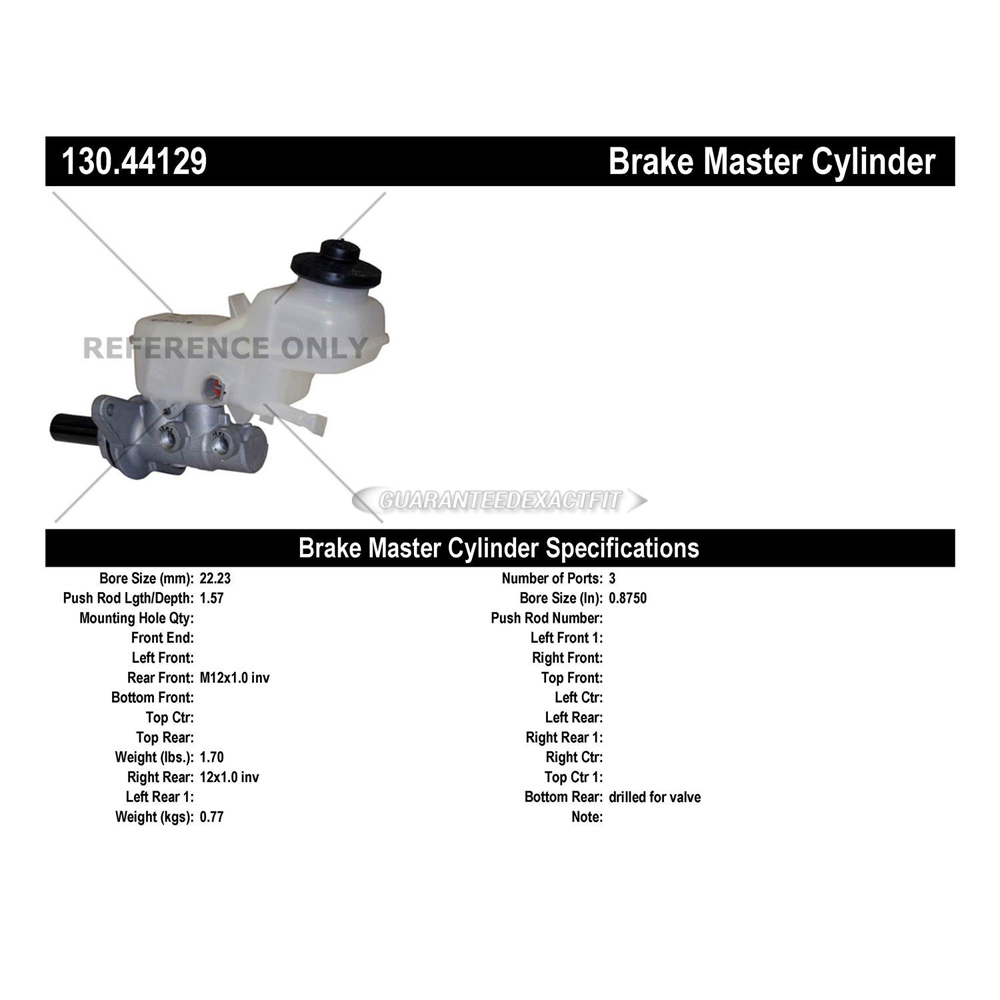 2012 Toyota Matrix Brake Master Cylinder