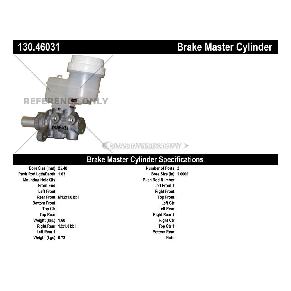 2012 Mitsubishi Eclipse Brake Master Cylinder