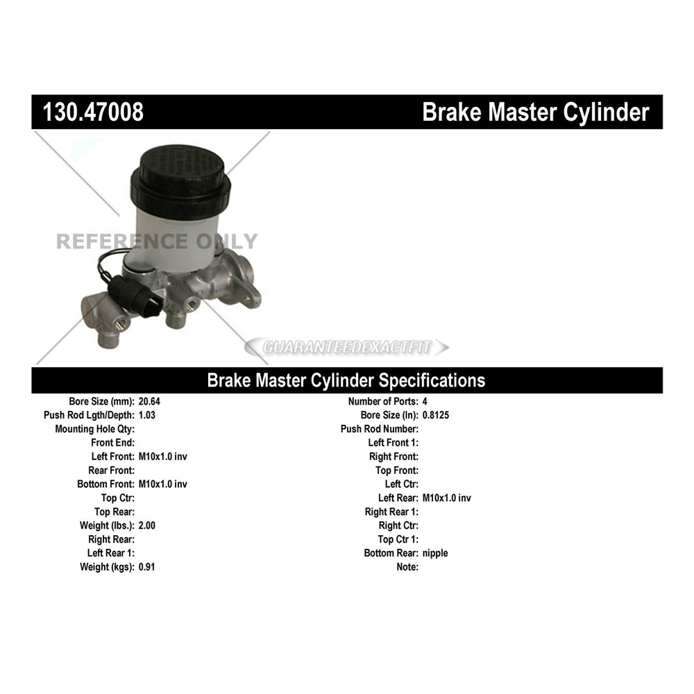 1987 Subaru XT Brake Master Cylinder