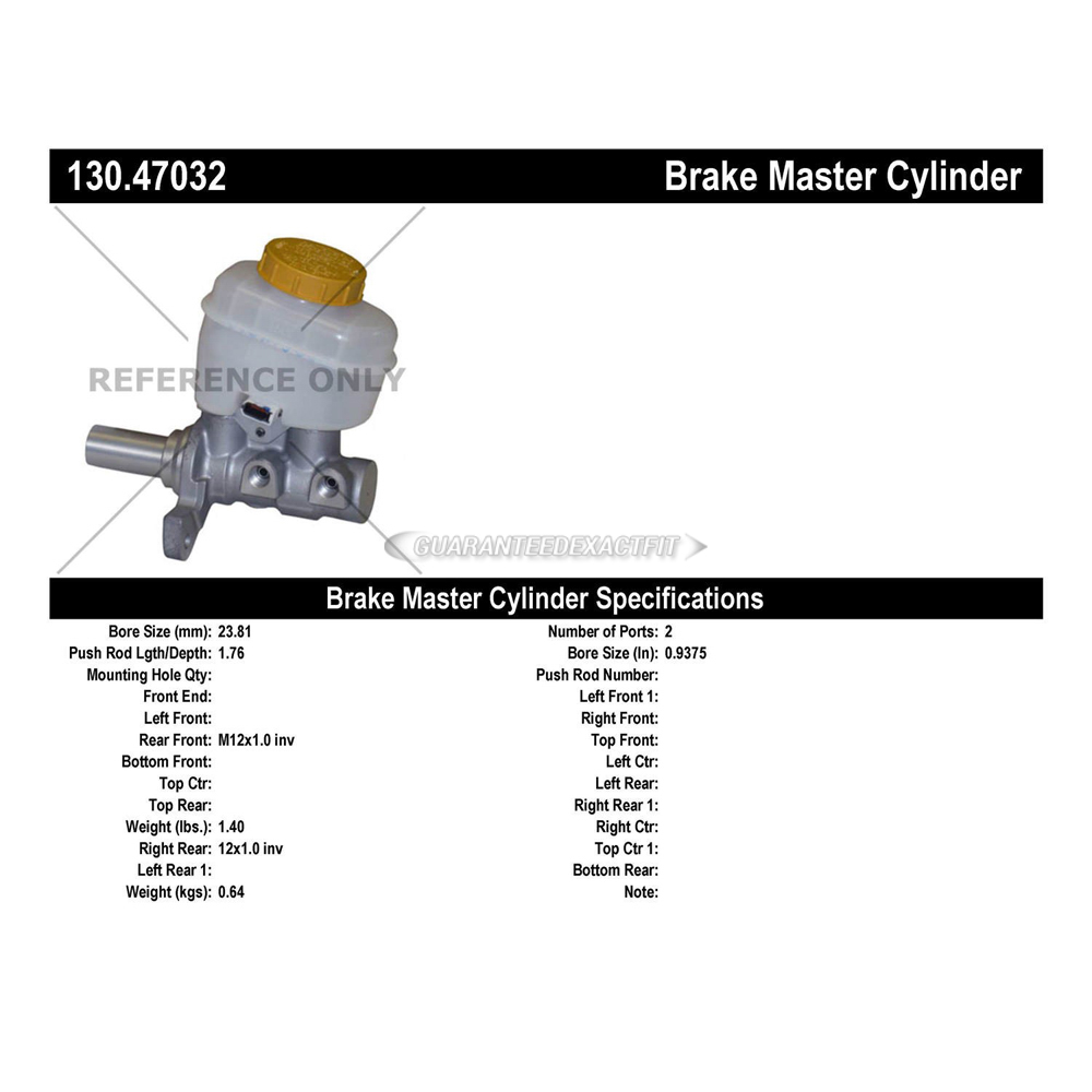 2012 Subaru Outback Brake Master Cylinder