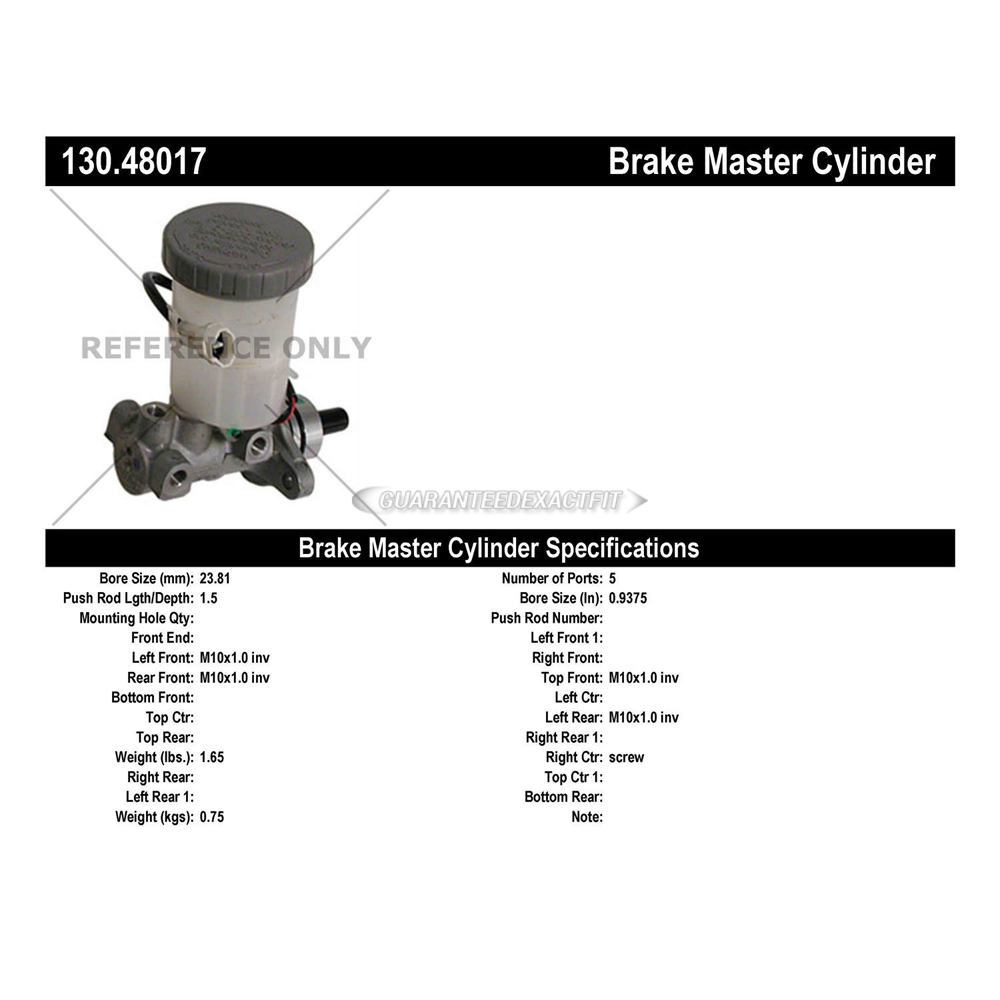 2000 Chevrolet Tracker Brake Master Cylinder