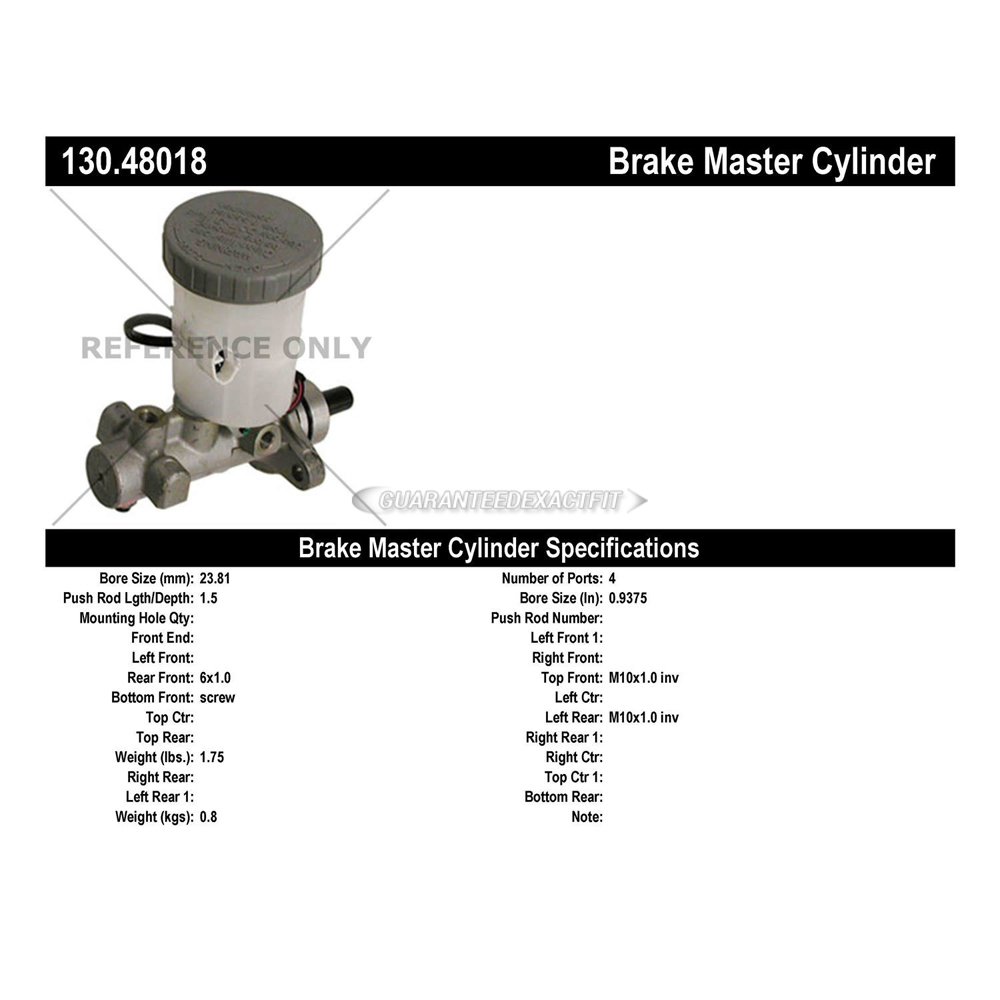 2000 Chevrolet Tracker Brake Master Cylinder
