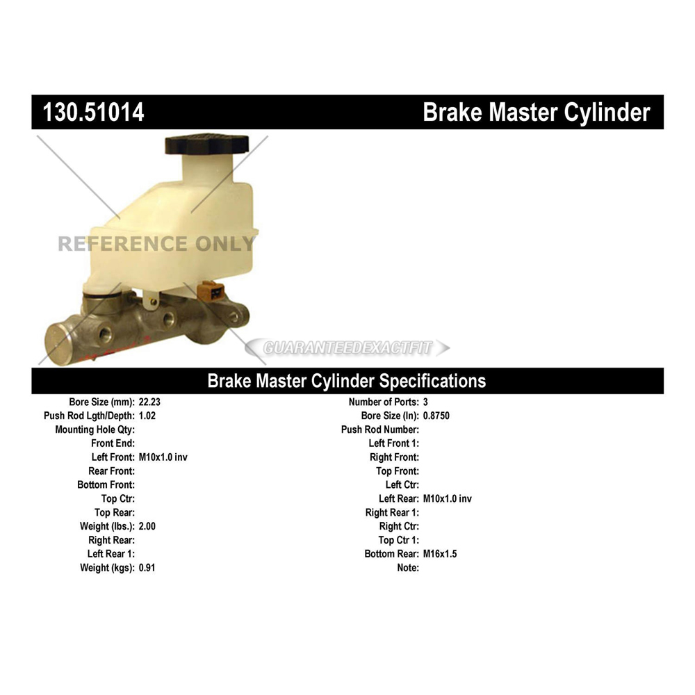 2000 Hyundai Tiburon Brake Master Cylinder