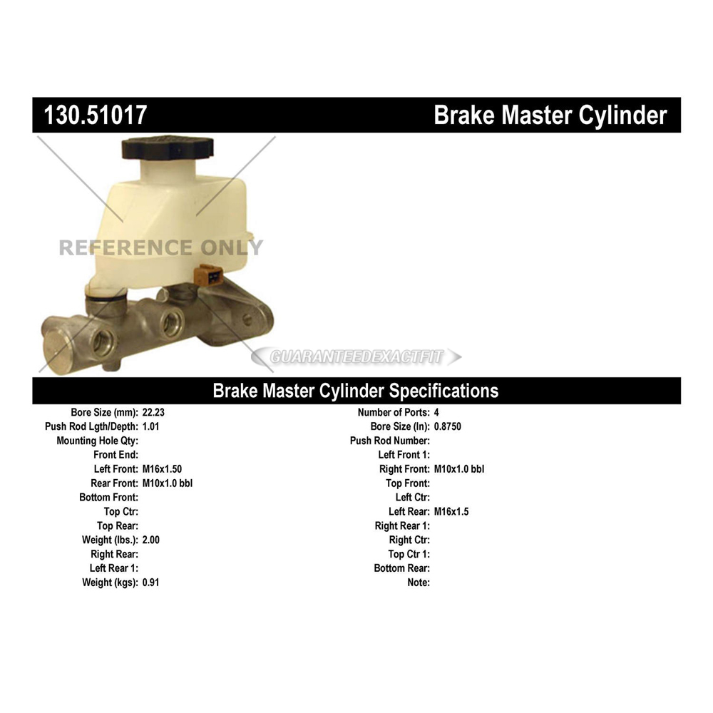 2000 Hyundai Accent Brake Master Cylinder