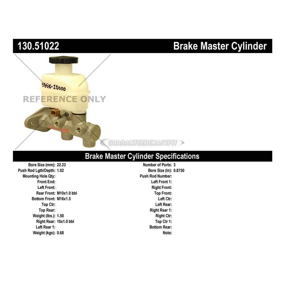 2003 Hyundai Elantra Brake Master Cylinder