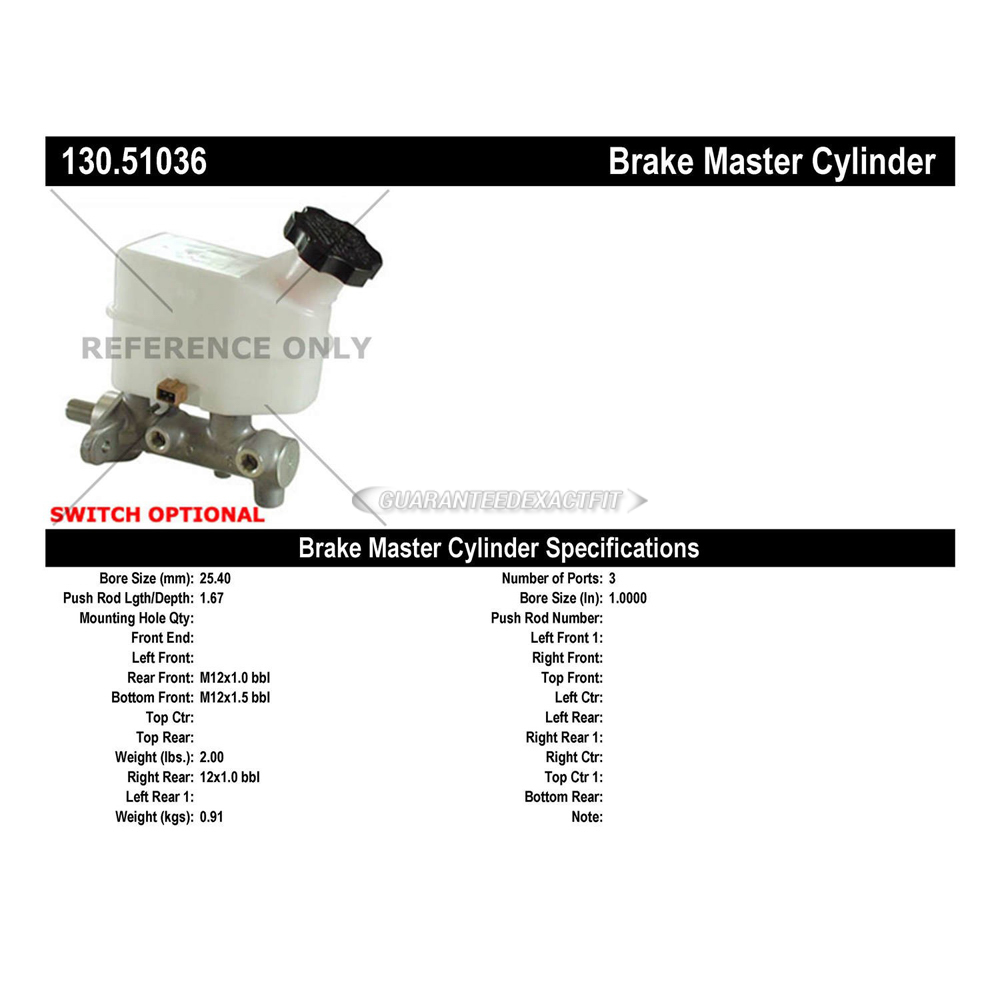 2007 Hyundai Tucson Brake Master Cylinder