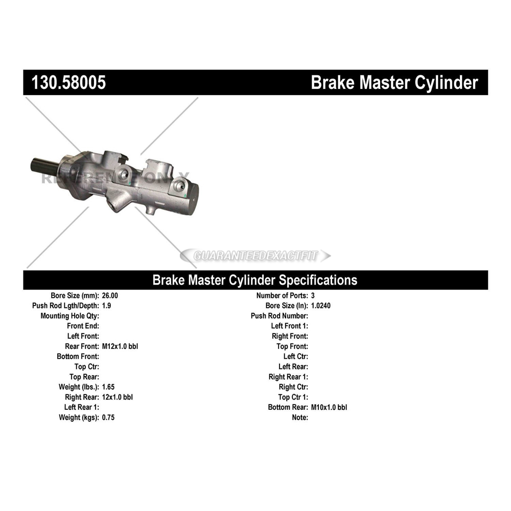 2005 Jeep Grand Cherokee Brake Master Cylinder