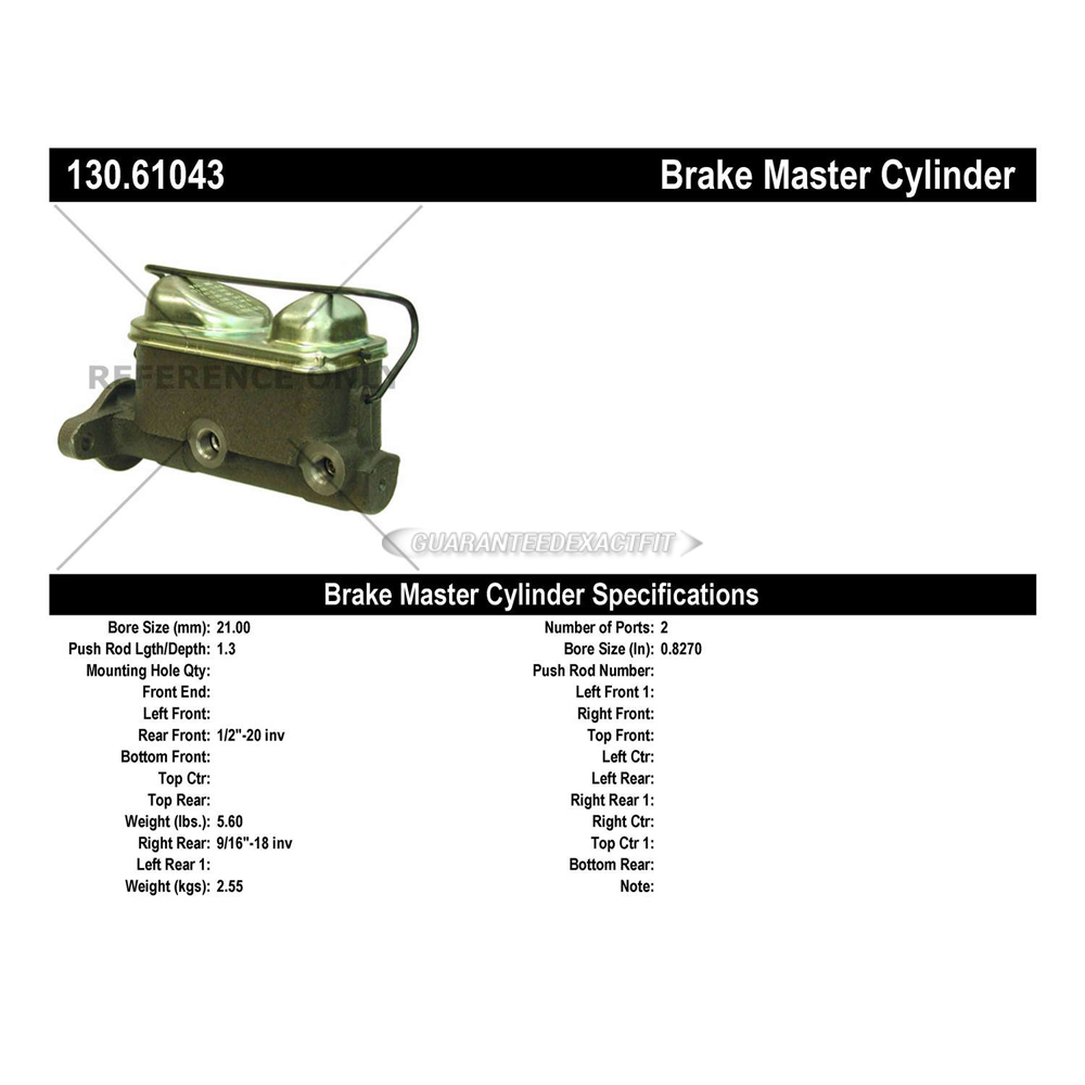 1982 Mercury Zephyr Brake Master Cylinder