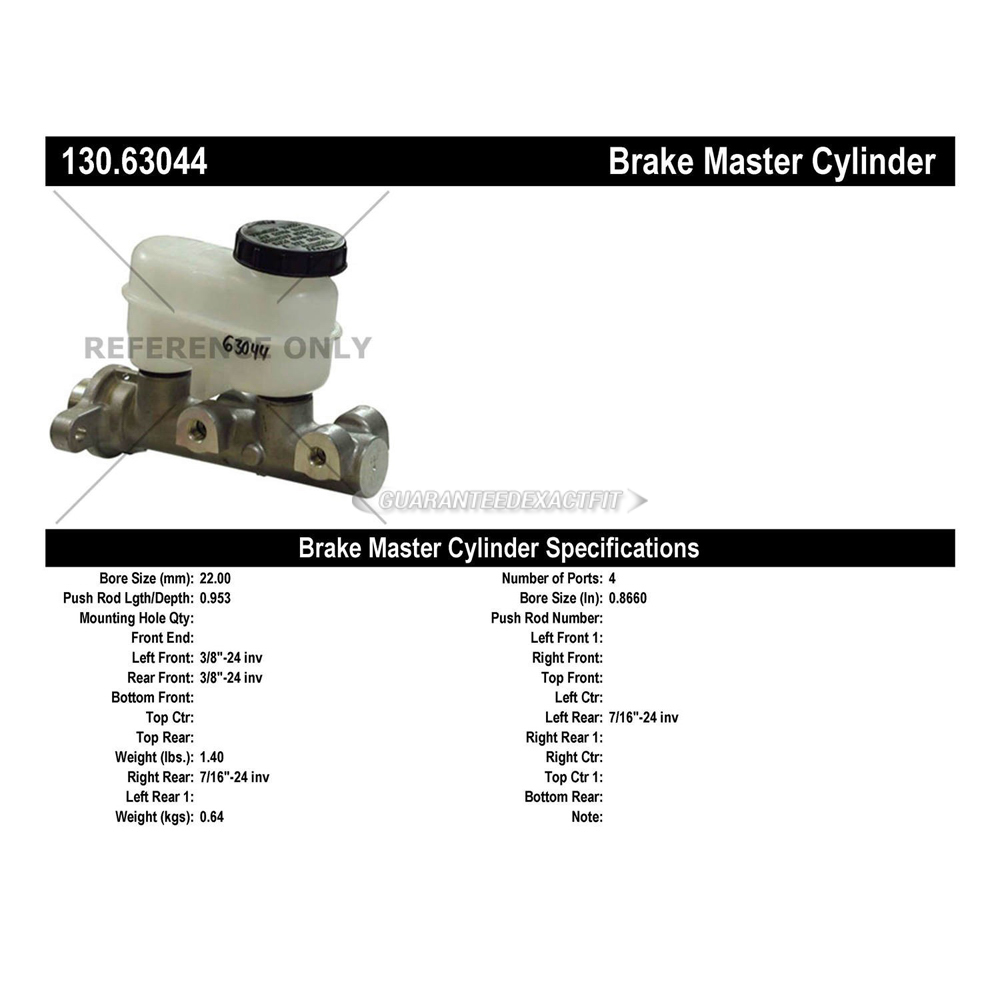 2000 Chrysler Cirrus Brake Master Cylinder