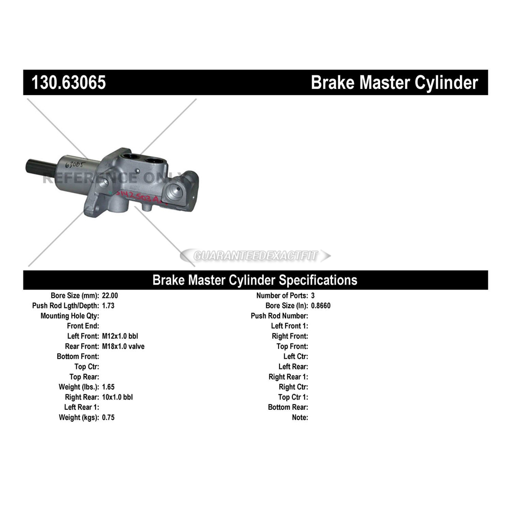 2007 Chrysler PT Cruiser Brake Master Cylinder