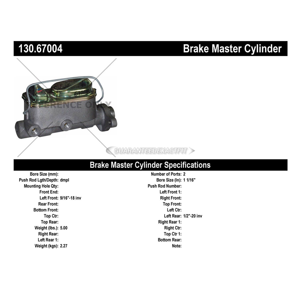 1977 Jeep CJ Models Brake Master Cylinder