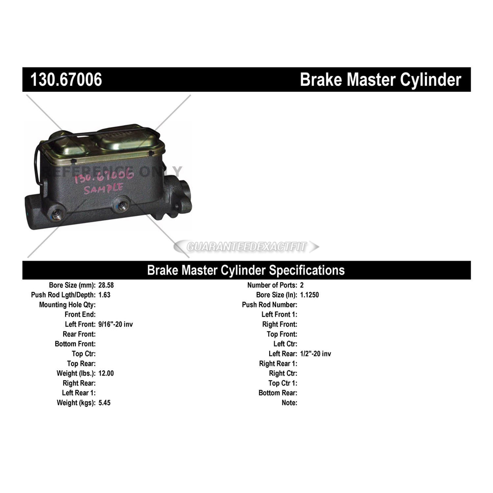 1979 Dodge B300 Brake Master Cylinder