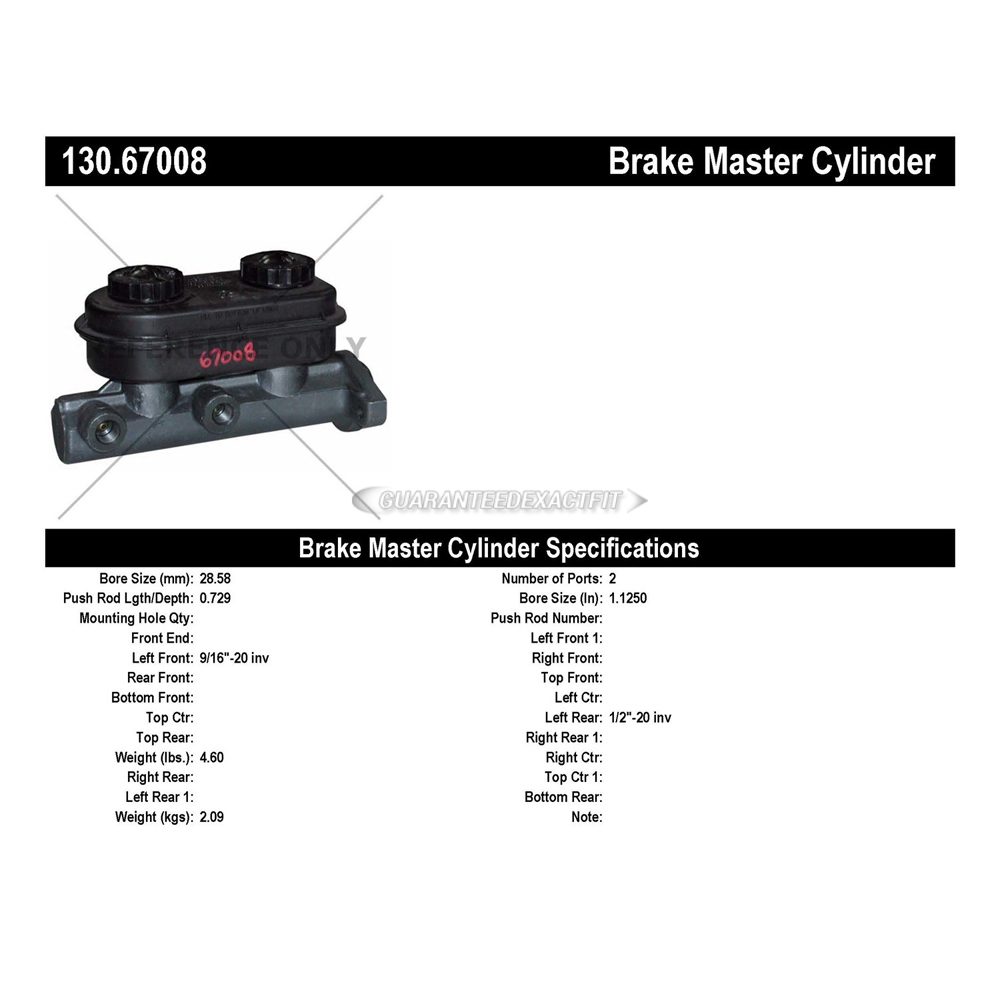 1982 Dodge B250 Brake Master Cylinder