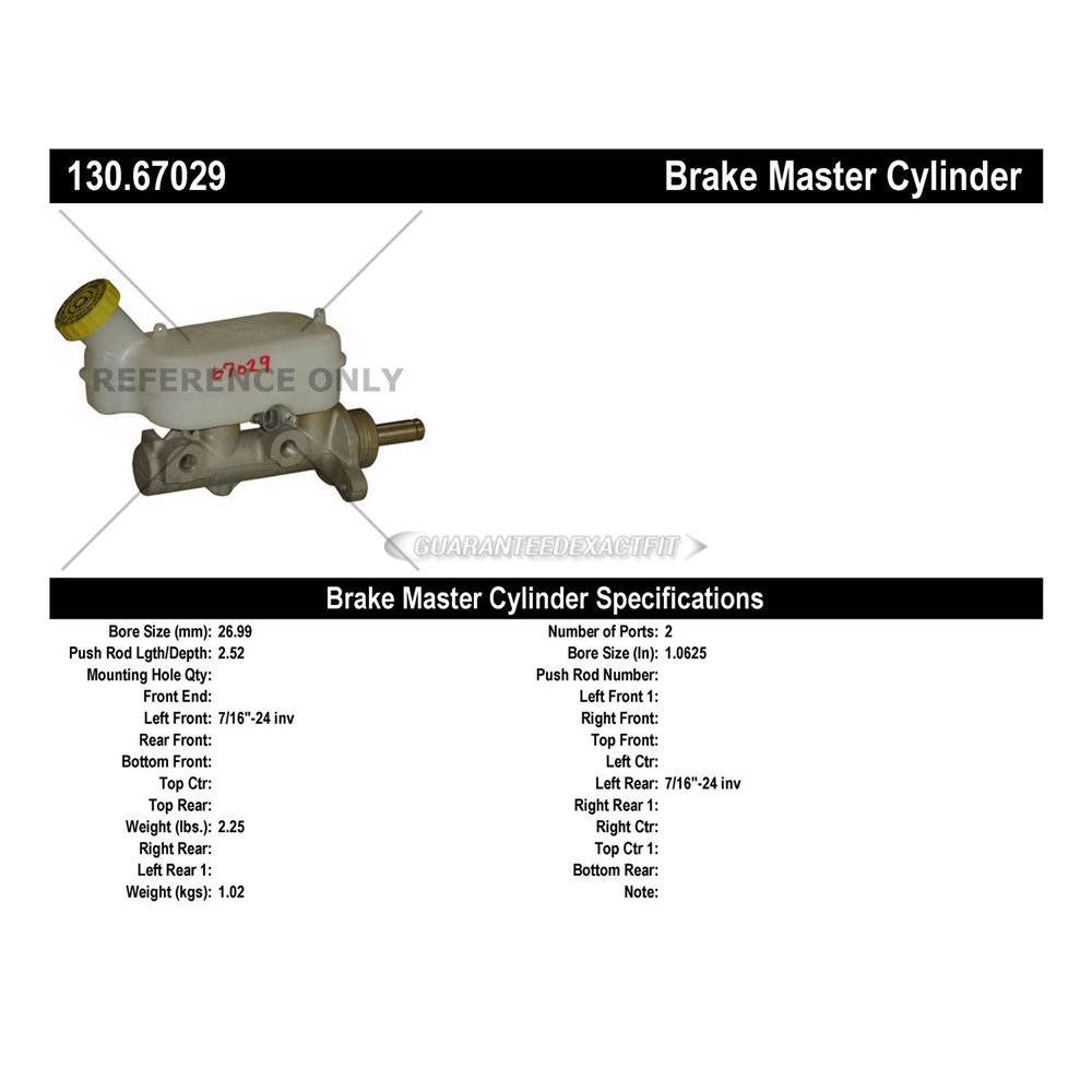 2002 Dodge Caravan Brake Master Cylinder