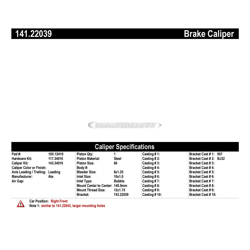 2016 Land Rover Range Rover Evoque Brake Caliper 